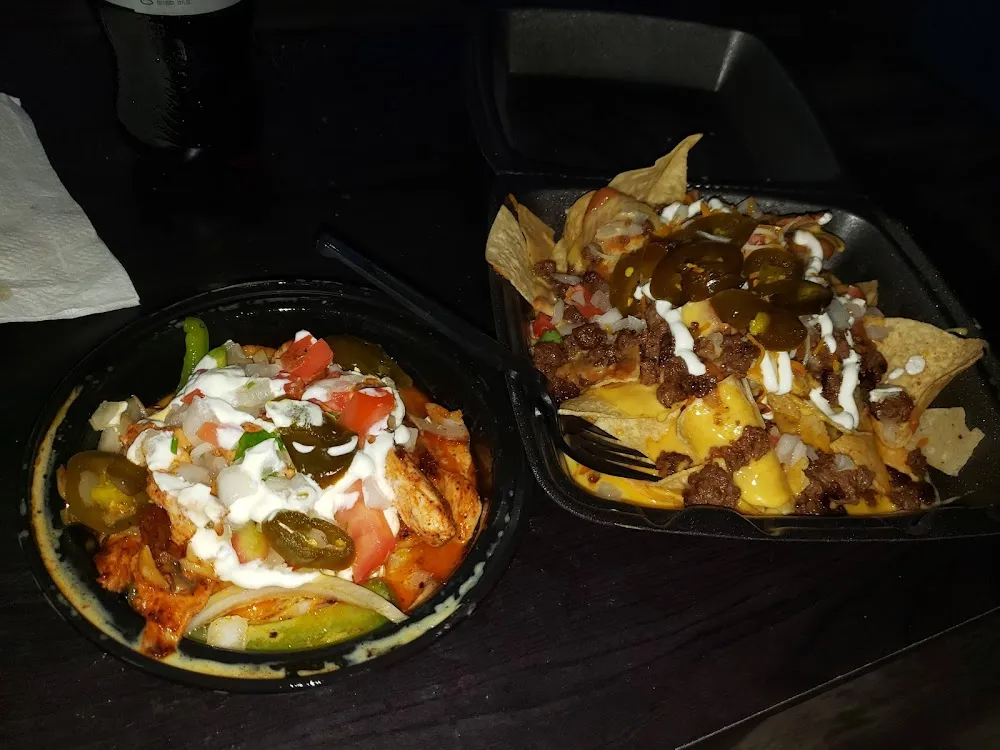 Smothered Burrito and Nachos